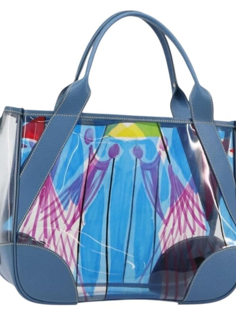 PRADA Hand Bag Vinyl Clear Blue Auth 179224A